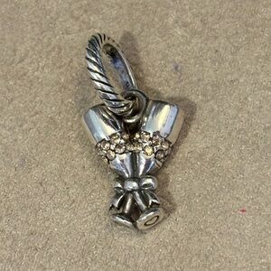 Brighton Clink Charm Two champagne glasses toast! Silver & crystals Good used